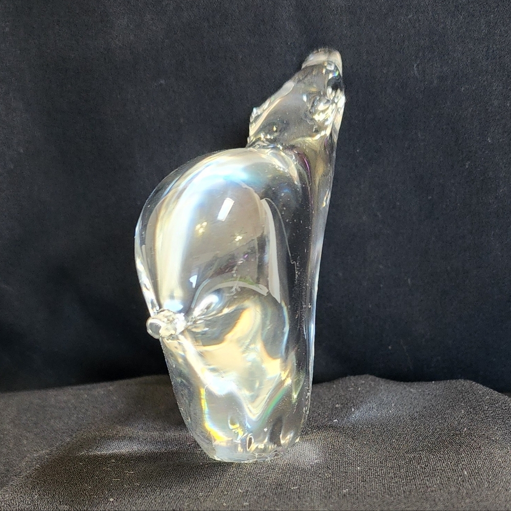 Signed Lane Clear Art Glass Polar Bear Figurine – Hand Blown Animal Sculpture - Picture 2 of 12